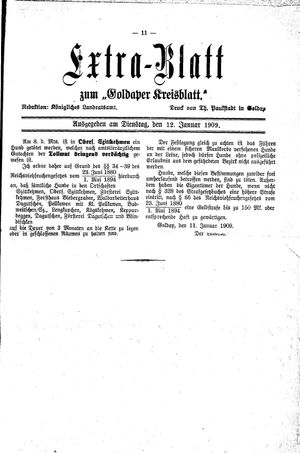 Goldaper Kreisblatt on Jan 12, 1909