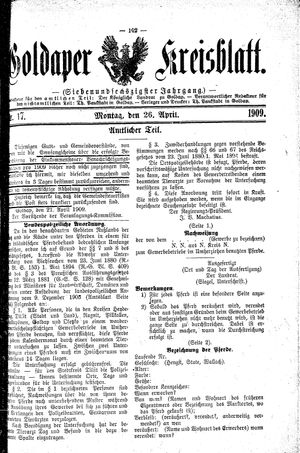 Goldaper Kreisblatt vom 26.04.1909