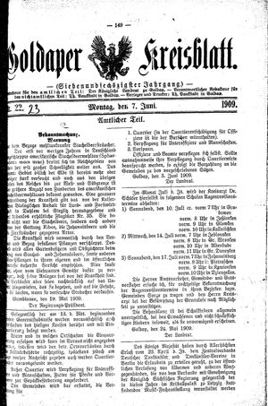 Goldaper Kreisblatt vom 07.06.1909
