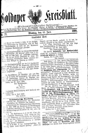 Goldaper Kreisblatt vom 12.07.1909