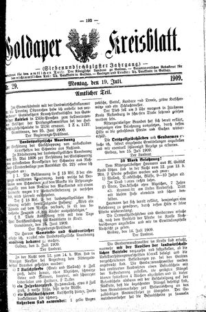 Goldaper Kreisblatt vom 19.07.1909