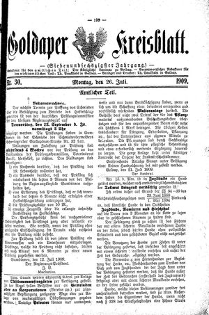 Goldaper Kreisblatt vom 26.07.1909