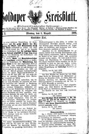 Goldaper Kreisblatt vom 02.08.1909