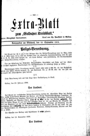 Goldaper Kreisblatt vom 15.09.1909