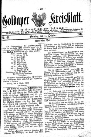 Goldaper Kreisblatt vom 11.10.1909