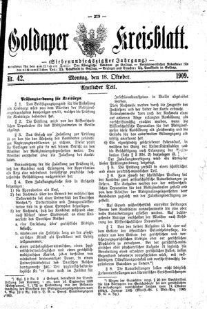 Goldaper Kreisblatt vom 18.10.1909
