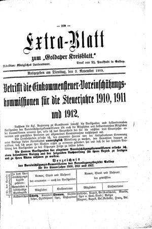 Goldaper Kreisblatt vom 02.11.1909