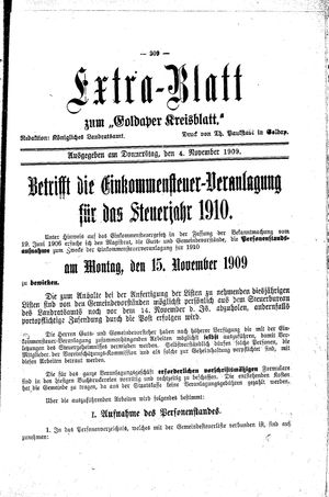 Goldaper Kreisblatt vom 04.11.1909