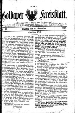 Goldaper Kreisblatt vom 15.11.1909