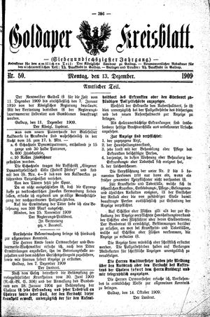 Goldaper Kreisblatt vom 13.12.1909
