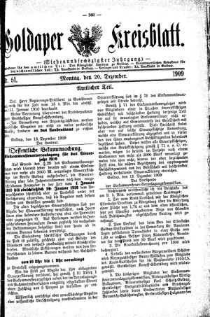 Goldaper Kreisblatt vom 20.12.1909