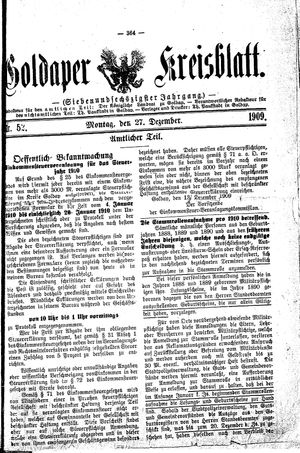 Goldaper Kreisblatt vom 27.12.1909
