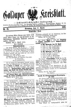 Goldaper Kreisblatt vom 17.04.1910