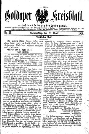 Goldaper Kreisblatt vom 28.04.1910