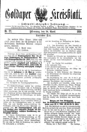 Goldaper Kreisblatt vom 01.05.1910