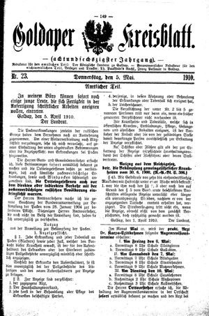 Goldaper Kreisblatt vom 05.05.1910