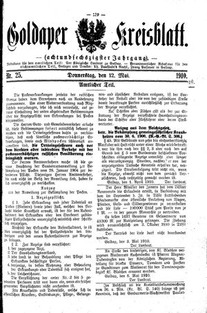 Goldaper Kreisblatt vom 12.05.1910