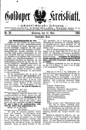 Goldaper Kreisblatt vom 15.05.1910