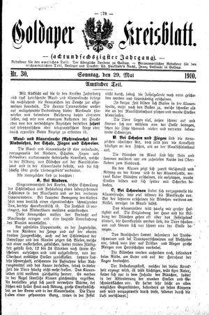 Goldaper Kreisblatt vom 29.05.1910