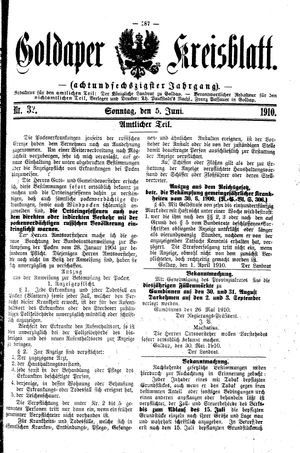 Goldaper Kreisblatt vom 05.06.1910