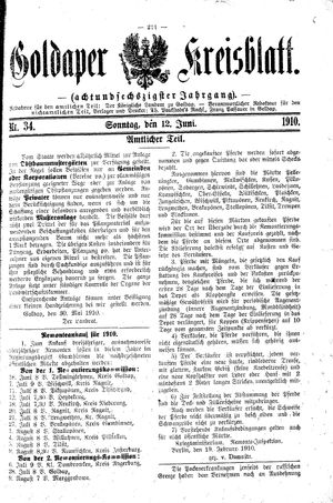 Goldaper Kreisblatt vom 12.06.1910