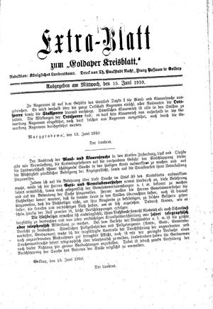 Goldaper Kreisblatt vom 15.06.1910