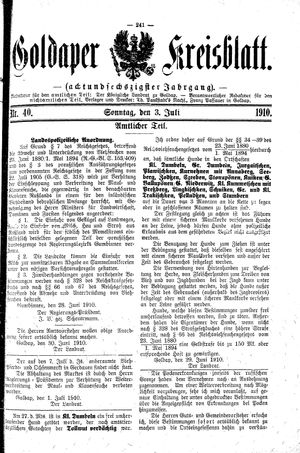 Goldaper Kreisblatt vom 03.07.1910