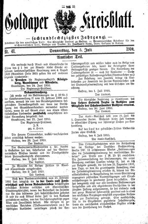 Goldaper Kreisblatt vom 05.07.1910