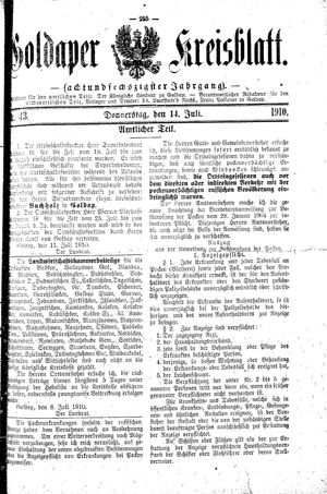 Goldaper Kreisblatt vom 14.07.1910