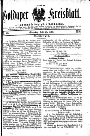 Goldaper Kreisblatt vom 24.07.1910