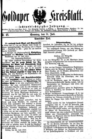 Goldaper Kreisblatt vom 31.07.1910