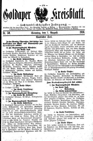 Goldaper Kreisblatt vom 07.08.1910