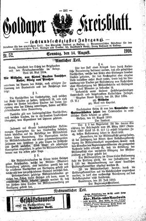 Goldaper Kreisblatt vom 14.08.1910