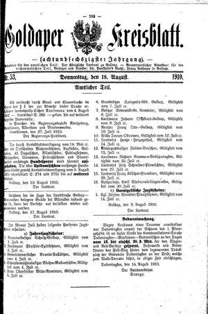 Goldaper Kreisblatt vom 18.08.1910