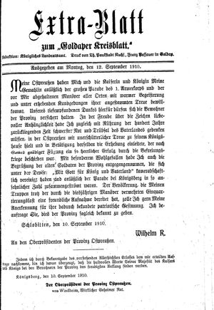 Goldaper Kreisblatt vom 12.09.1910
