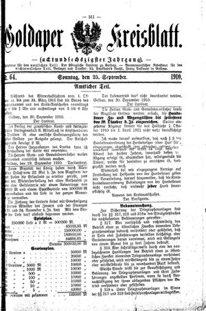 Goldaper Kreisblatt vom 25.09.1910