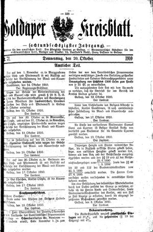 Goldaper Kreisblatt vom 20.10.1910