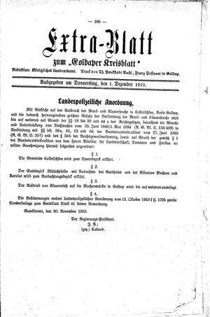 Goldaper Kreisblatt vom 01.12.1910