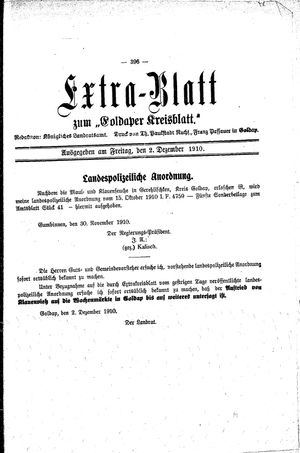 Goldaper Kreisblatt vom 02.12.1910