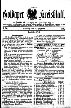 Goldaper Kreisblatt on Dec 11, 1910