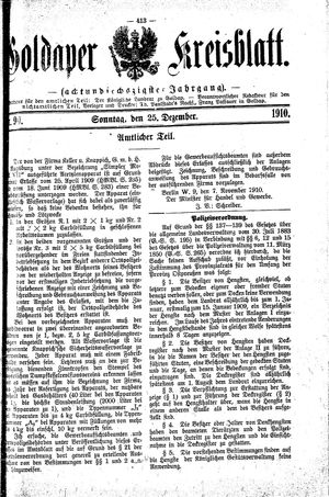 Goldaper Kreisblatt vom 25.12.1910