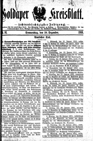 Goldaper Kreisblatt vom 29.12.1910