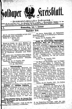 Goldaper Kreisblatt vom 05.01.1911