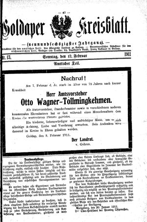 Goldaper Kreisblatt vom 12.02.1911
