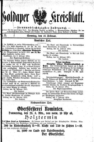 Goldaper Kreisblatt vom 19.02.1911