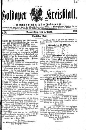 Goldaper Kreisblatt vom 09.03.1911