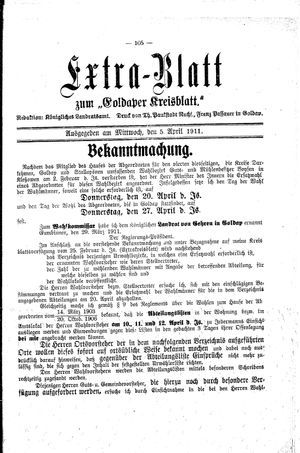 Goldaper Kreisblatt vom 05.04.1911