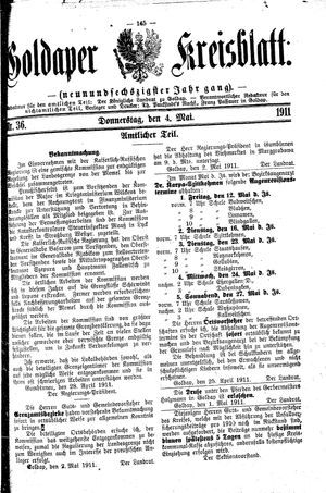 Goldaper Kreisblatt vom 04.05.1911