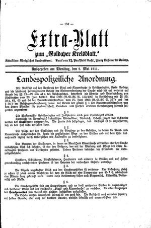 Goldaper Kreisblatt vom 09.05.1911