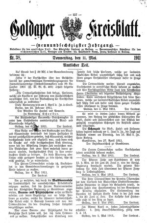 Goldaper Kreisblatt vom 11.05.1911